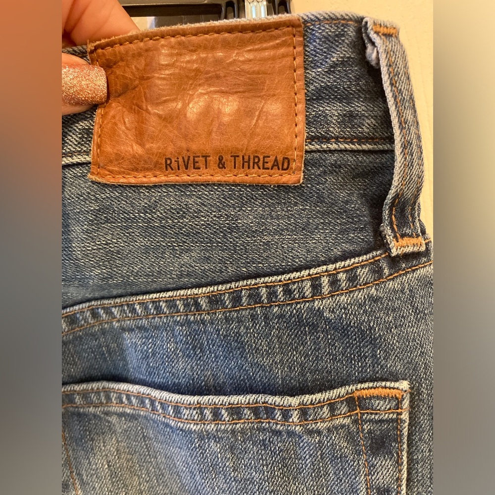 Madewell Rivet & Thread Patch Boy Jeans High-Rise Hippie 70s Womans Size 27 - Picture 6 of 16